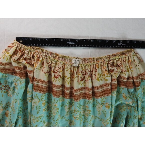 Umgee Women’s Boho Off Shoulder Floral Top Sz M Tie Front Peasant Blouse - Picture 8 of 11